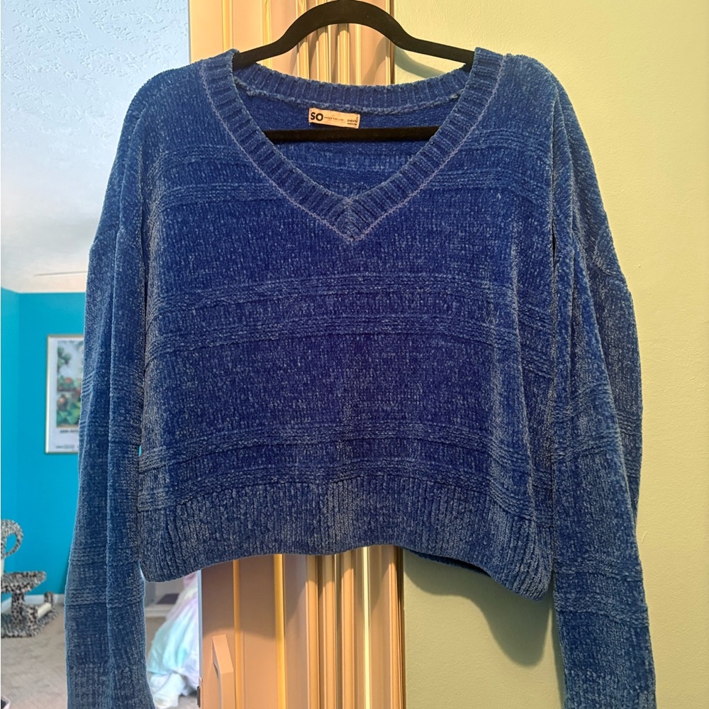 Blue V-Neck Women's Sweater